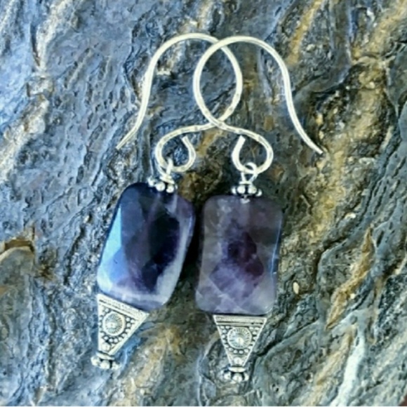 Vim Jewelry - 🎅Sale 925 Hammered Sterling Amethyst Boho Dangles